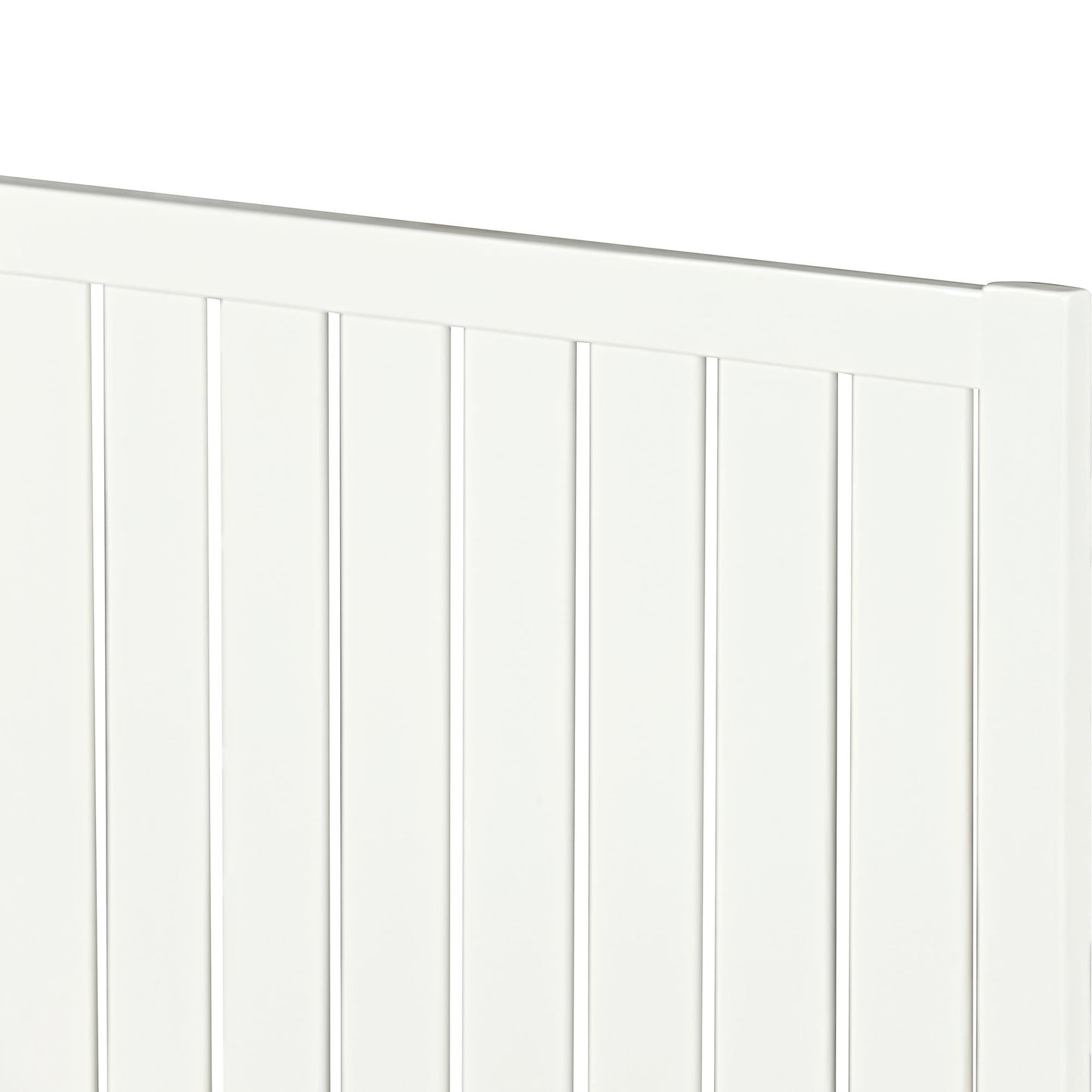 White Shiplap Texture Solid Wood King Bed Frame