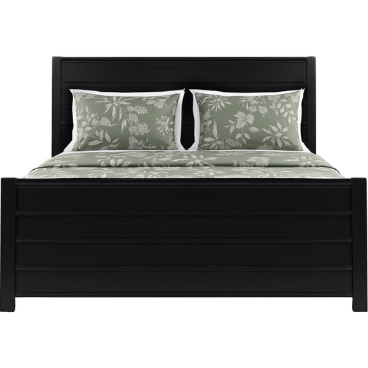 Black Solid Wood Queen Bed Frame