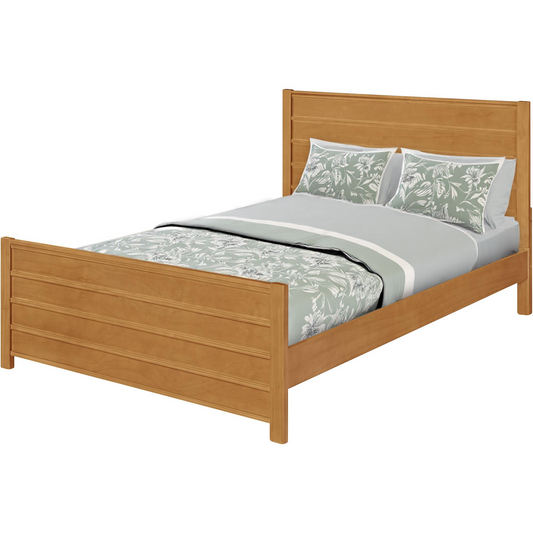 Brown Ribbed Texture Solid Wood King Bed Frame