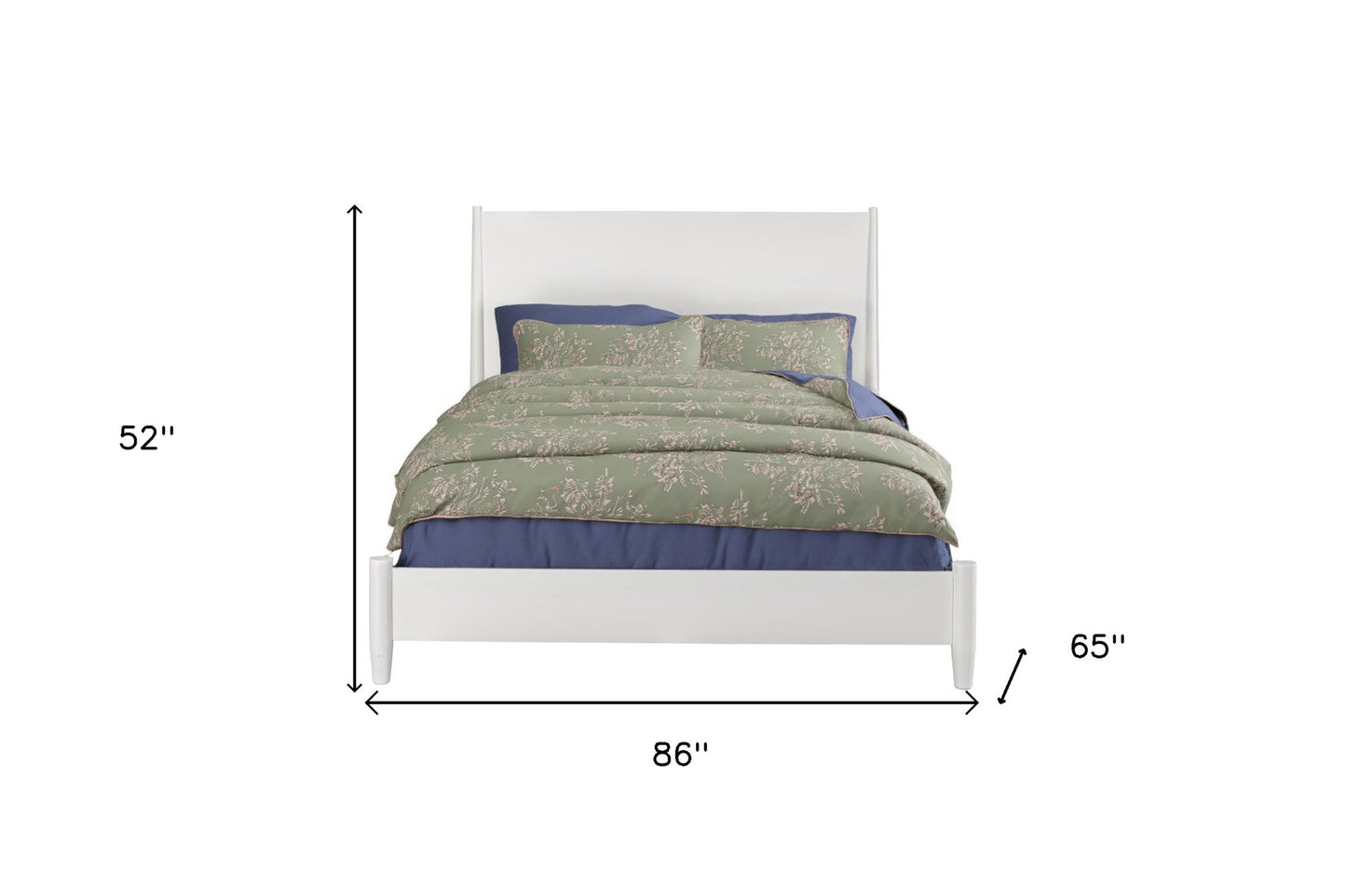 White Solid Wood Queen Bed Frame