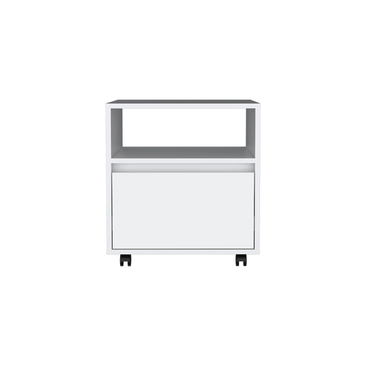 20" White Wood One Drawer Nightstand