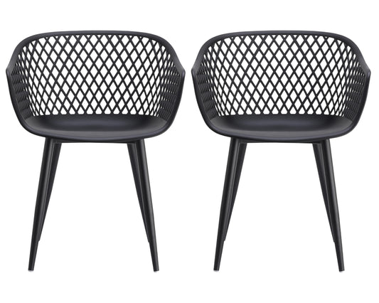 Set of Two Black Heavy Duty Plastic Dining Arm Chairs
