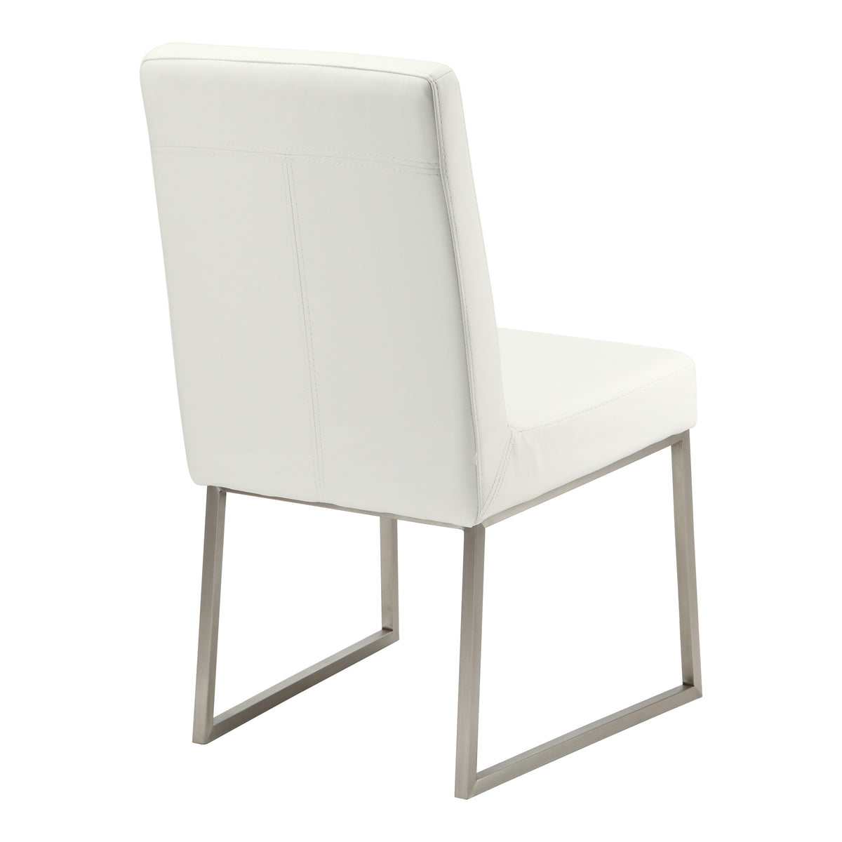 Set of Two White and Silver Upholstered Faux Leather Dining Side Chairs