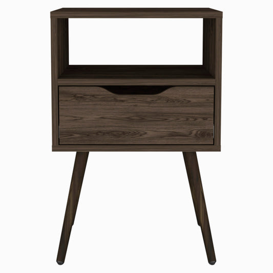 25" Brown Wood One Drawer Nightstand