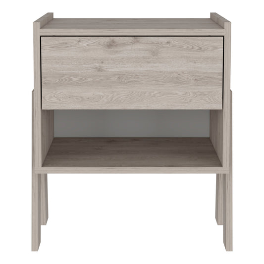 22" Light Gray Wood One Drawer Nightstand