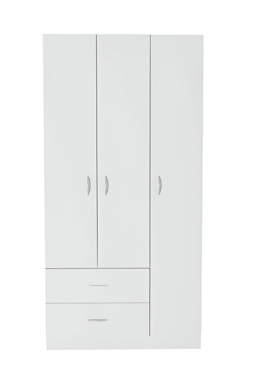 71" White Three Door Two Drawer Combo Dresser