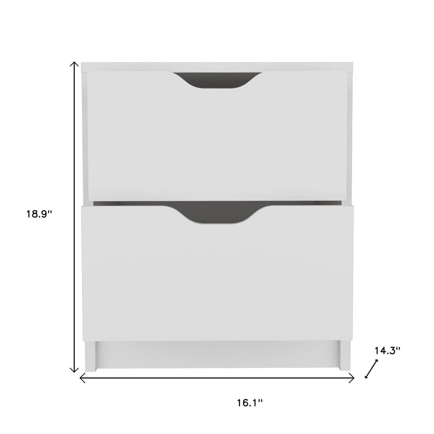 19" White Wood Two Drawer Nightstand
