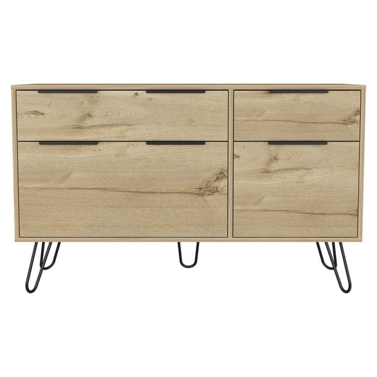 47" Natural Four Drawer Double Dresser