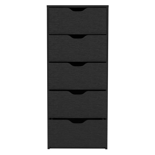 18" Black Five Drawer Standard Chest