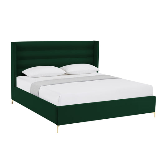 Green Velvet Upholstered King Bed Frame