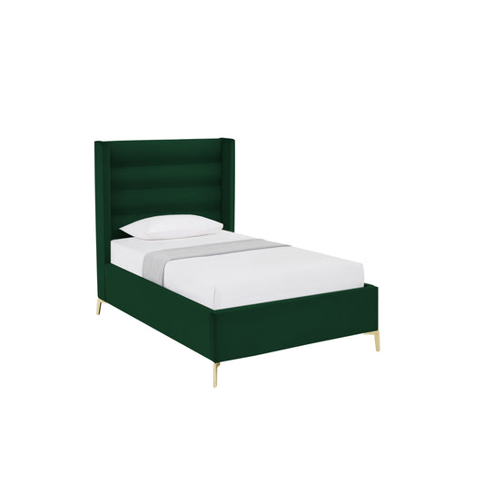 Green Velvet Upholstered Full Bed Frame