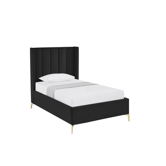 Black Velvet Upholstered Full Bed Frame