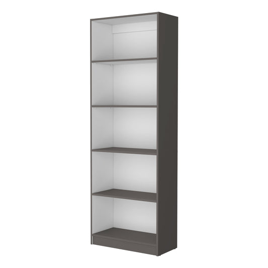 71" Gray And White Wood Five Tier Bookcase