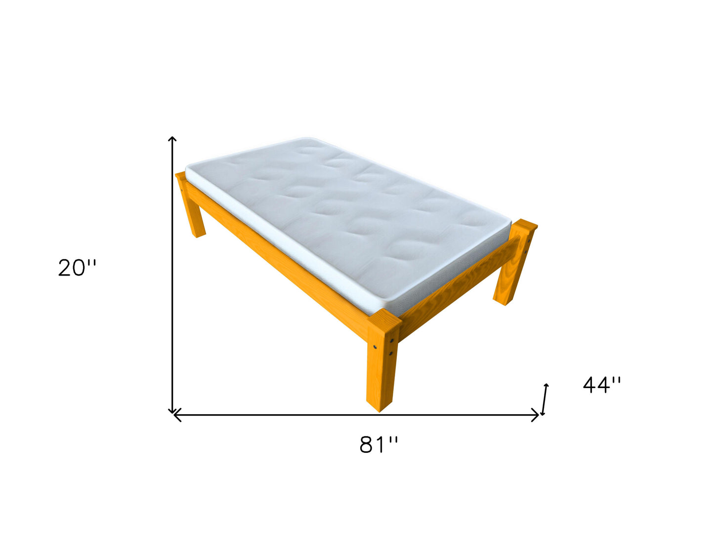 Yellow Solid Wood Twin Bed Frame