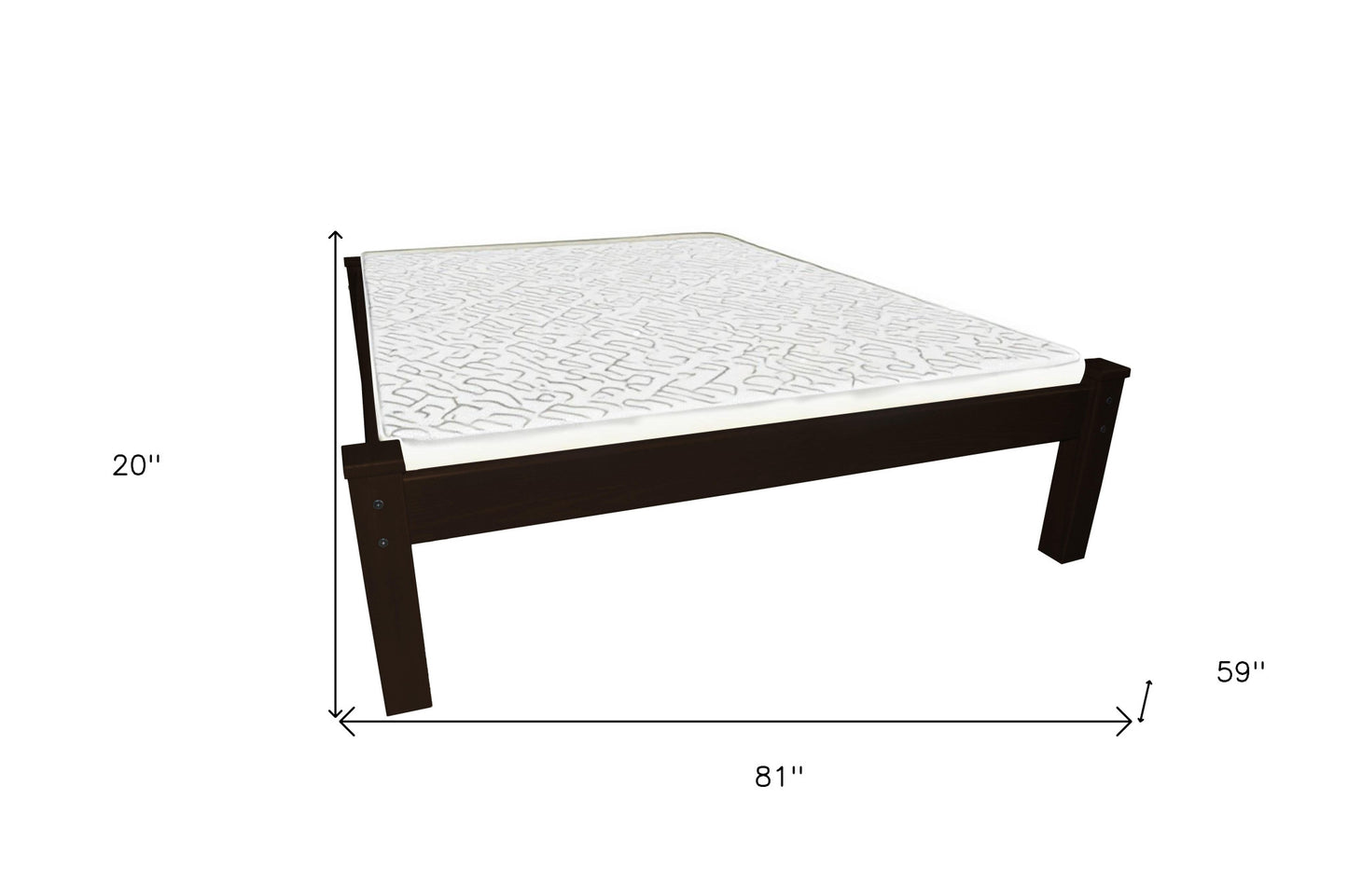 Dark Brown Solid Wood Full Bed Frame