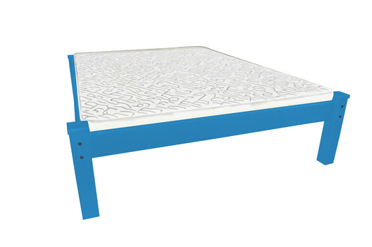 Caribbean Blue Solid Wood Queen Bed Frame