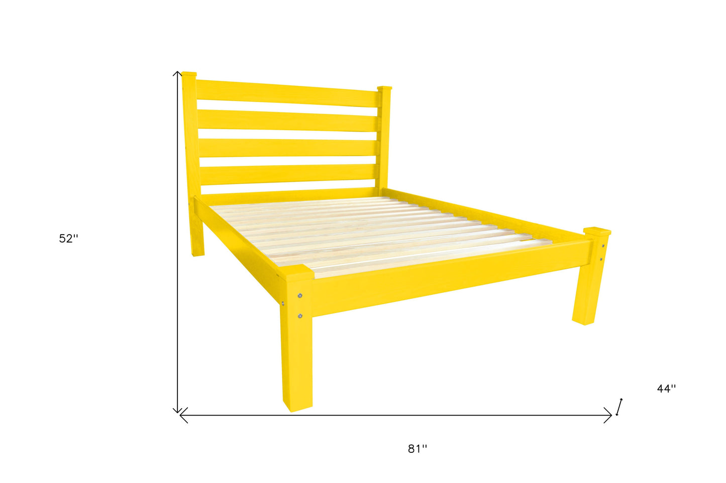 Canary Yellow Solid Wood Twin Bed Frame