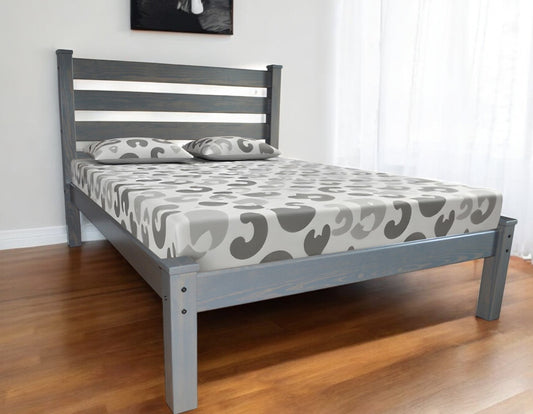 Gray Solid Wood Full Bed Frame