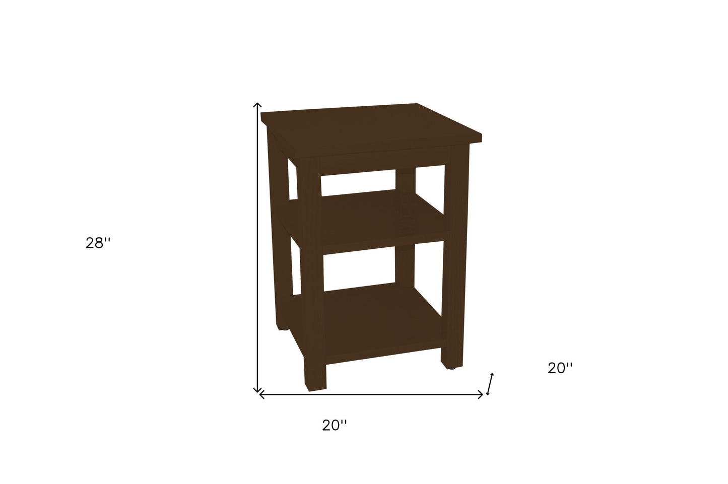 28" Dark Brown Solid Wood Nightstand