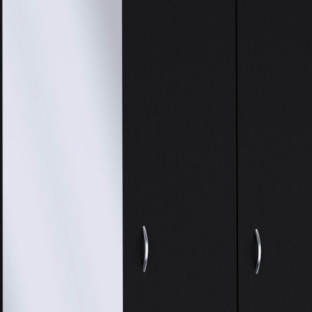 71" Black Mirrored Two Door Two Drawer Combo Dresser