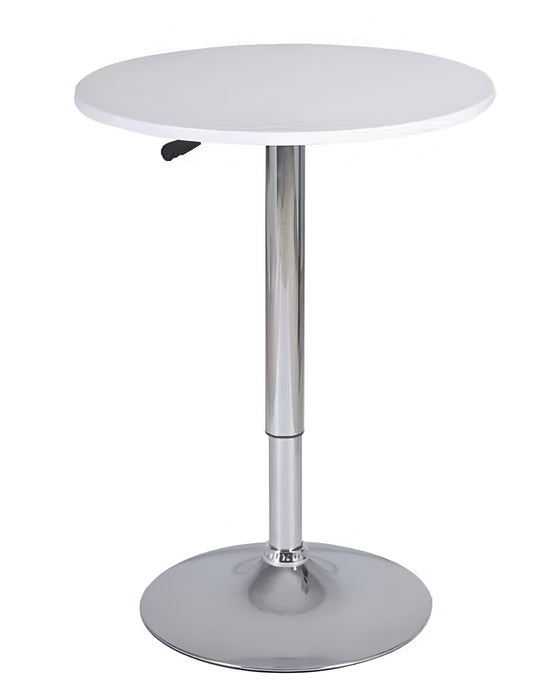 24" White and Silver Rounded Wood and Iron Bar Table