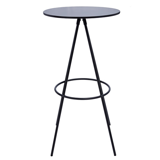 31" Black Rounded Wood and Iron Bar Table