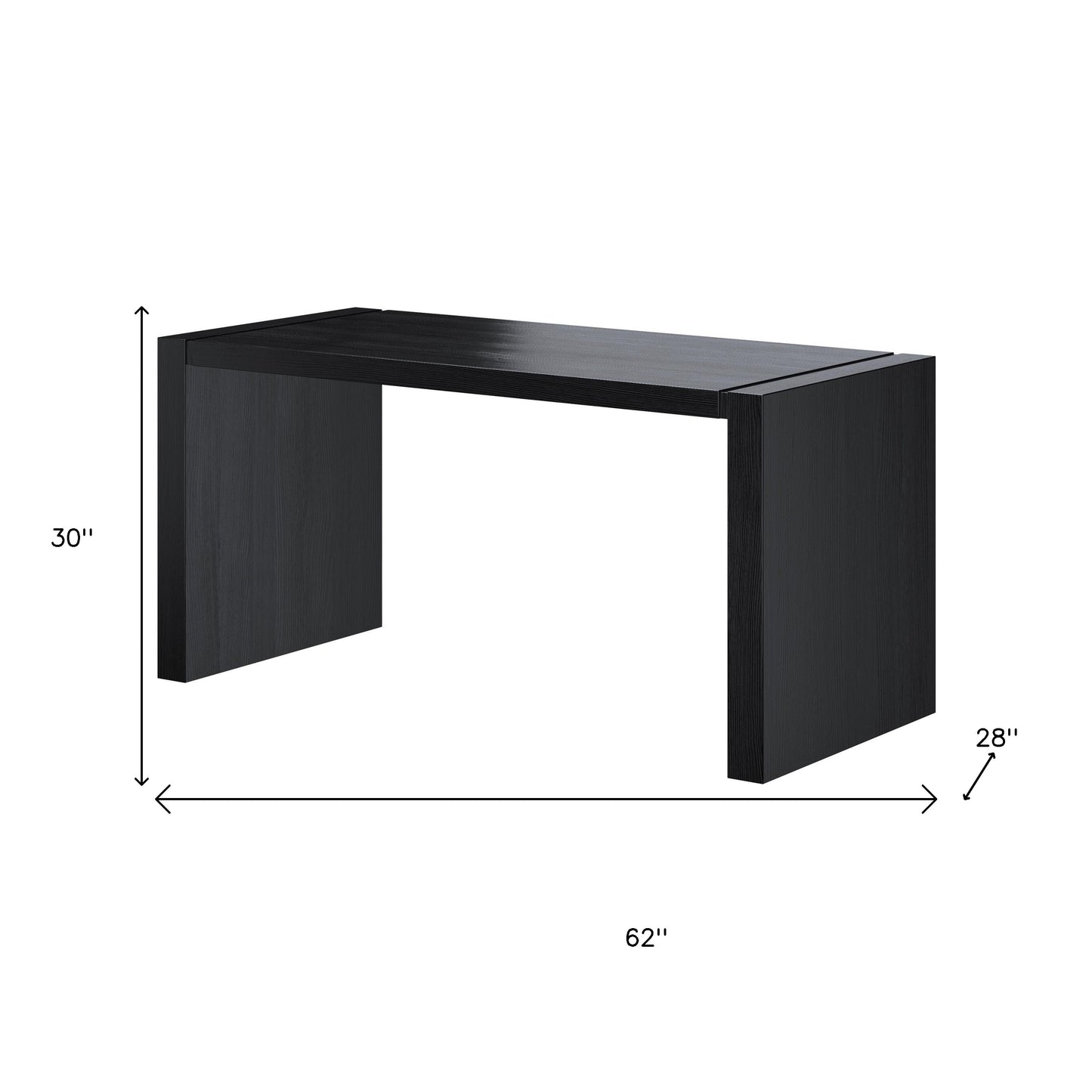 62" Espresso Wood U Shape Computer Desk