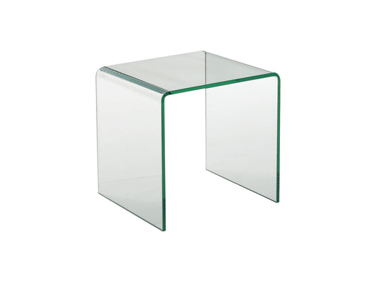 21" Clear Glass Rounded Edge End Table