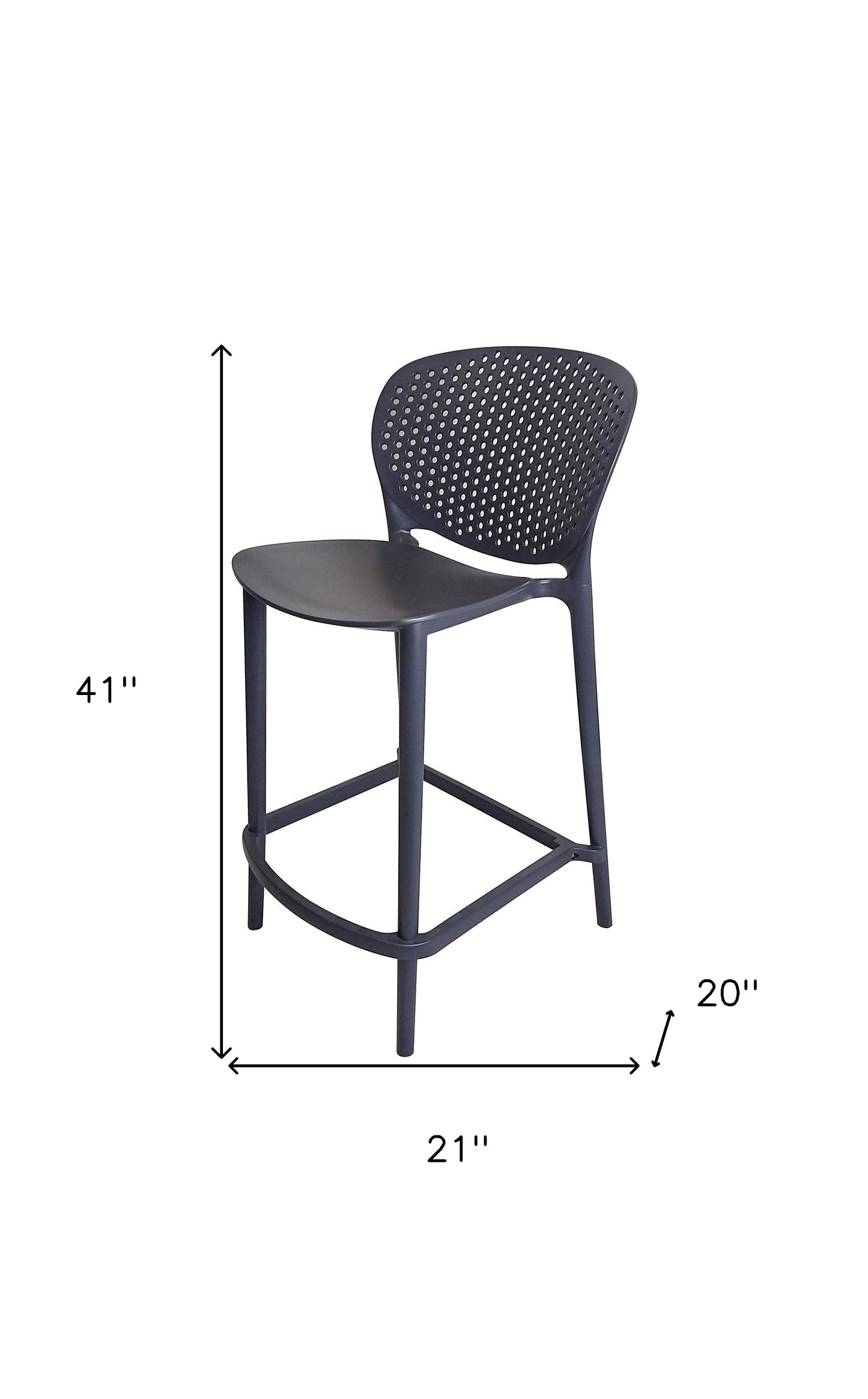 Set of Four 30" Dark Gray Heavy Duty Plastic Low Back Bar Height Bar Chairs