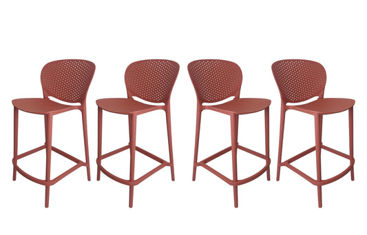 Set of Four 30" Orange Heavy Duty Plastic Low Back Bar Height Bar Chairs