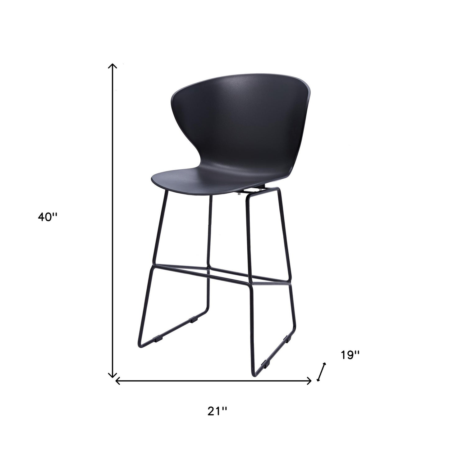Set of Two 26" Black Heavy Duty Plastic and Metal Low Back Counter Height Bar Chairs