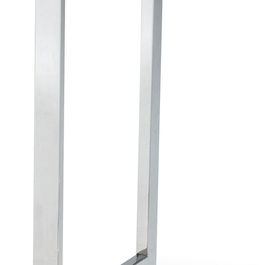 59" White and Silver Wood and Metal Pedestal Base Square Dining Table