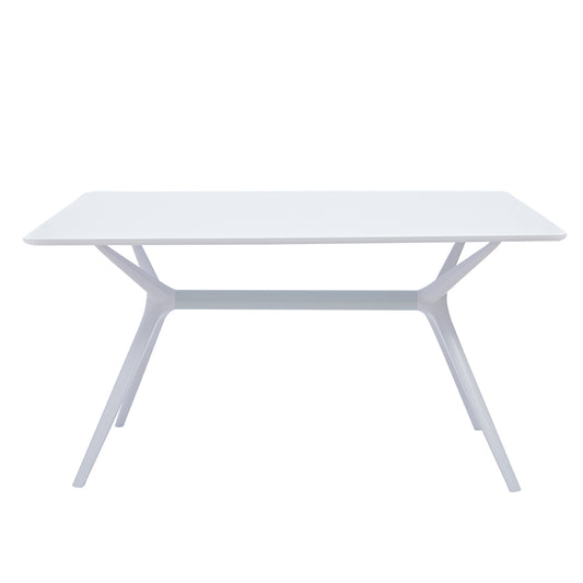 47" White Wood and Heavy Duty Plastic Trestle Base Dining Table