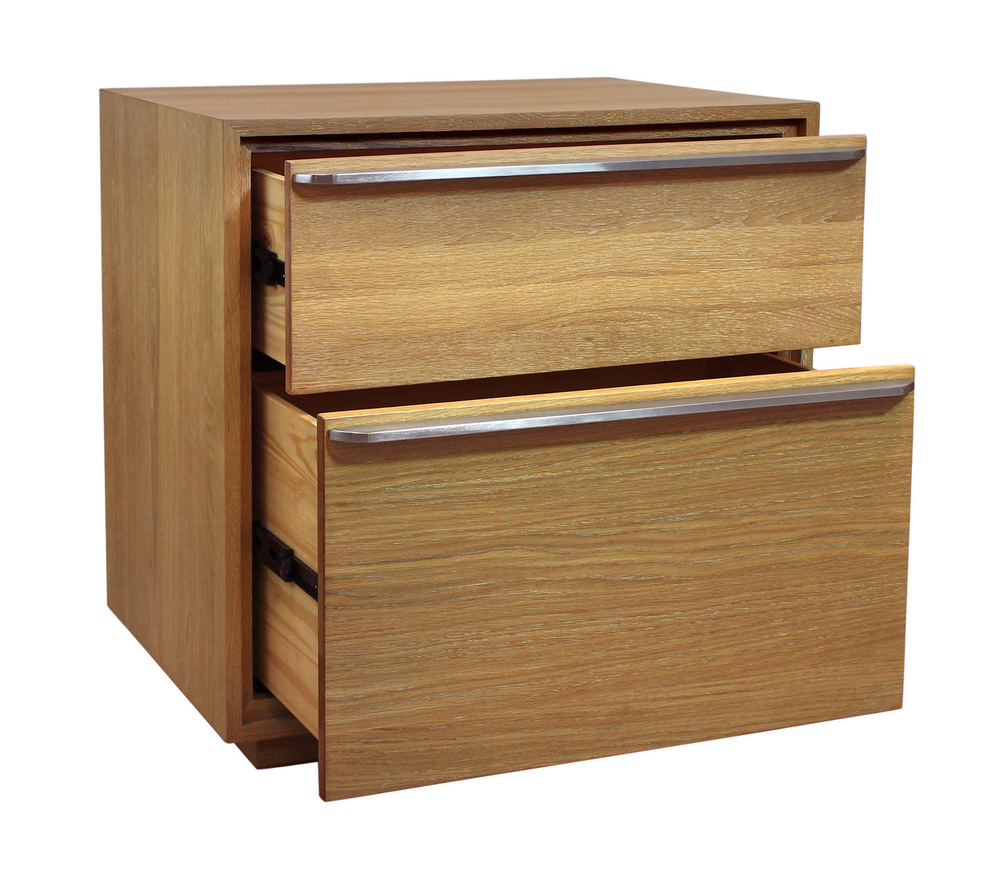 28" Natural Solid and Manufactured Wood Two Drawer Nightstand