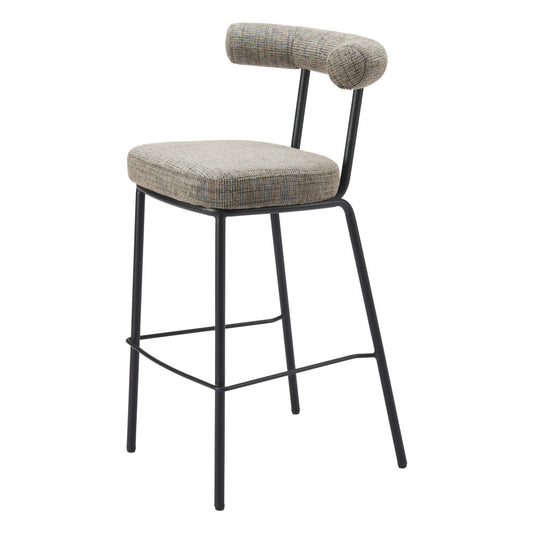 30" Green and Black Chenille and Steel Low Back Bar Height Bar Chair