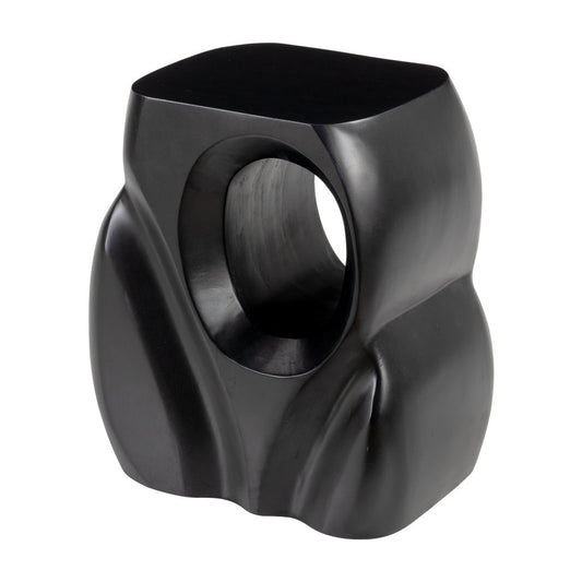 16" Black Solid Wood Figurine End Table