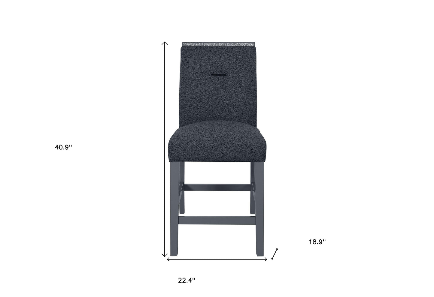 25" Dark Gray Wood and Suede Counter Height Bar Chair