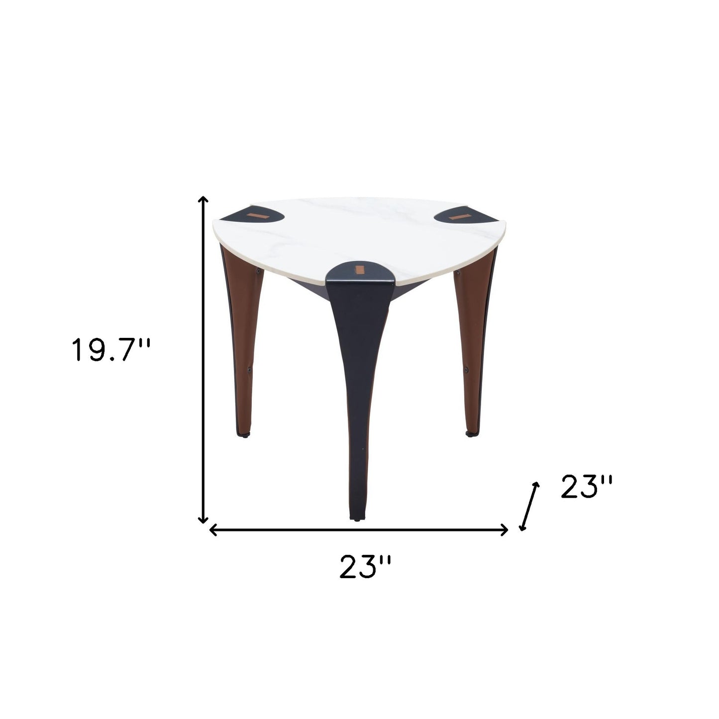 20" White Faux Marble and Steel End Table