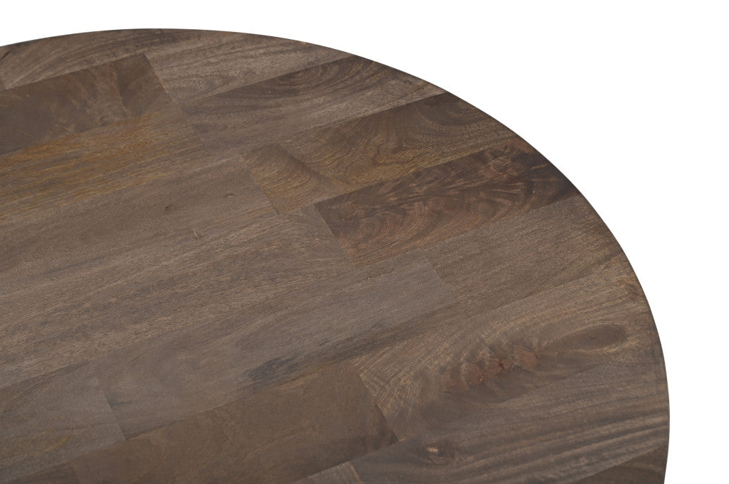 24" Brown Solid Wood Round Cross Leg End Table