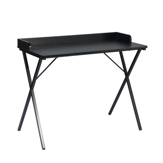 39" Black Wood and Metal X-Shape Computer Desk