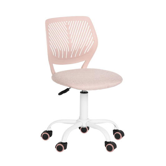 Pink and White Adjustable Height Swivel Rolling Office Chair