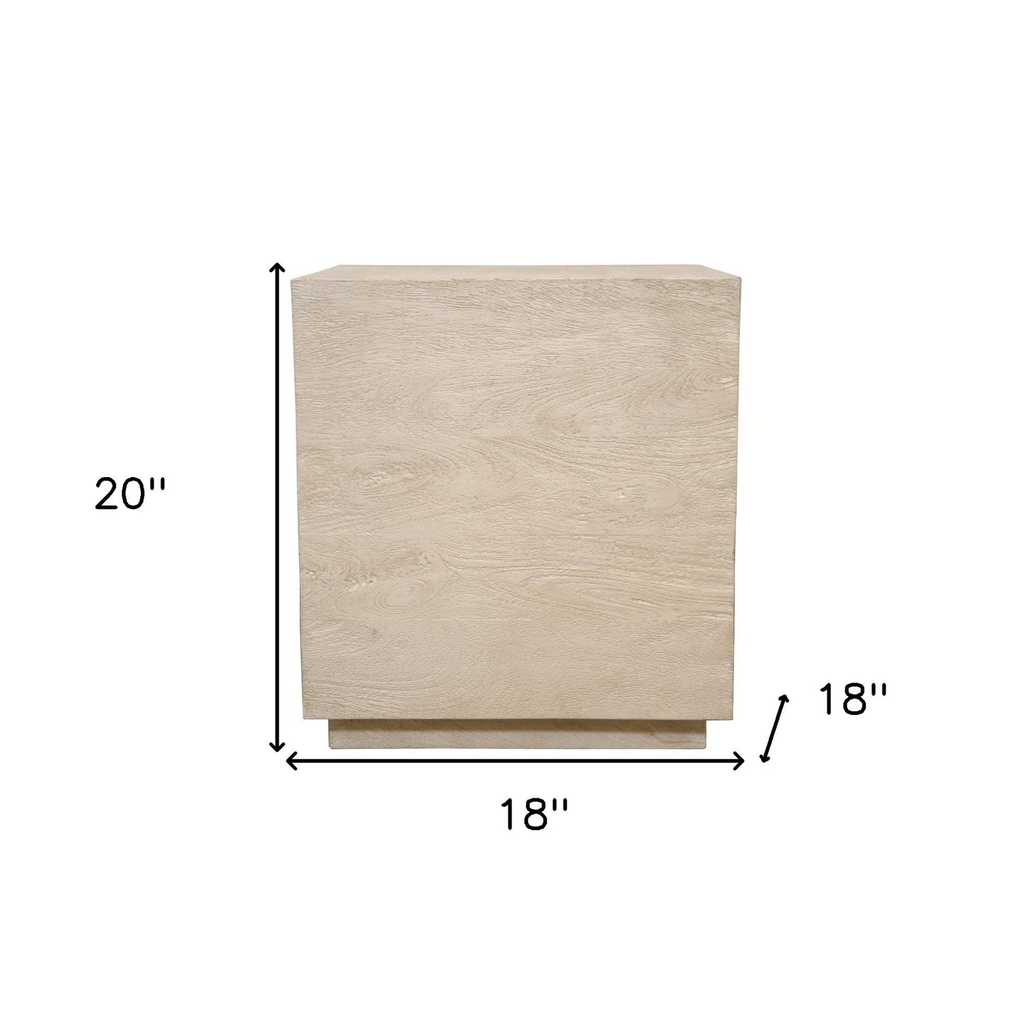 20" Natural Distressed Solid Wood Square Block End Table