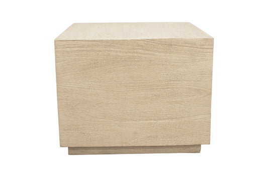 16" Natural Distressed Solid Wood Square Block End Table