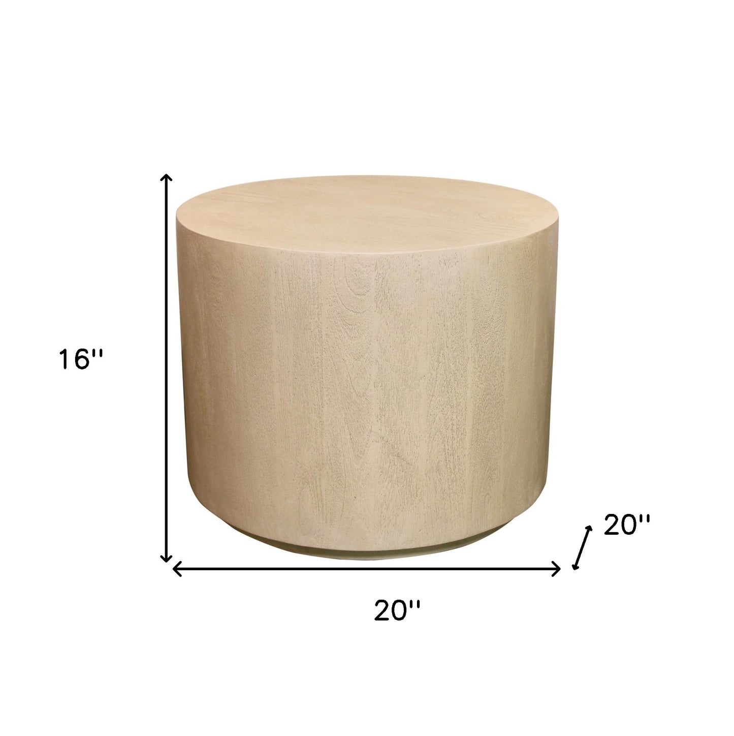 16" Natural Distressed Solid Wood Round End Table