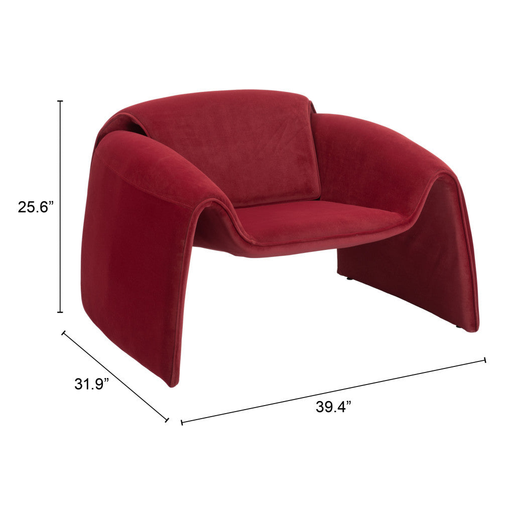 40" Red Velvet Contemporary Arm Chair
