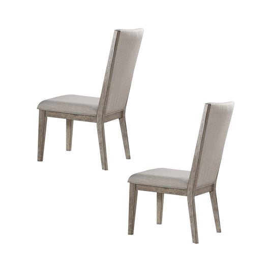 Set of Two Gray Fabric And Solid Wood Dining Side Chairs