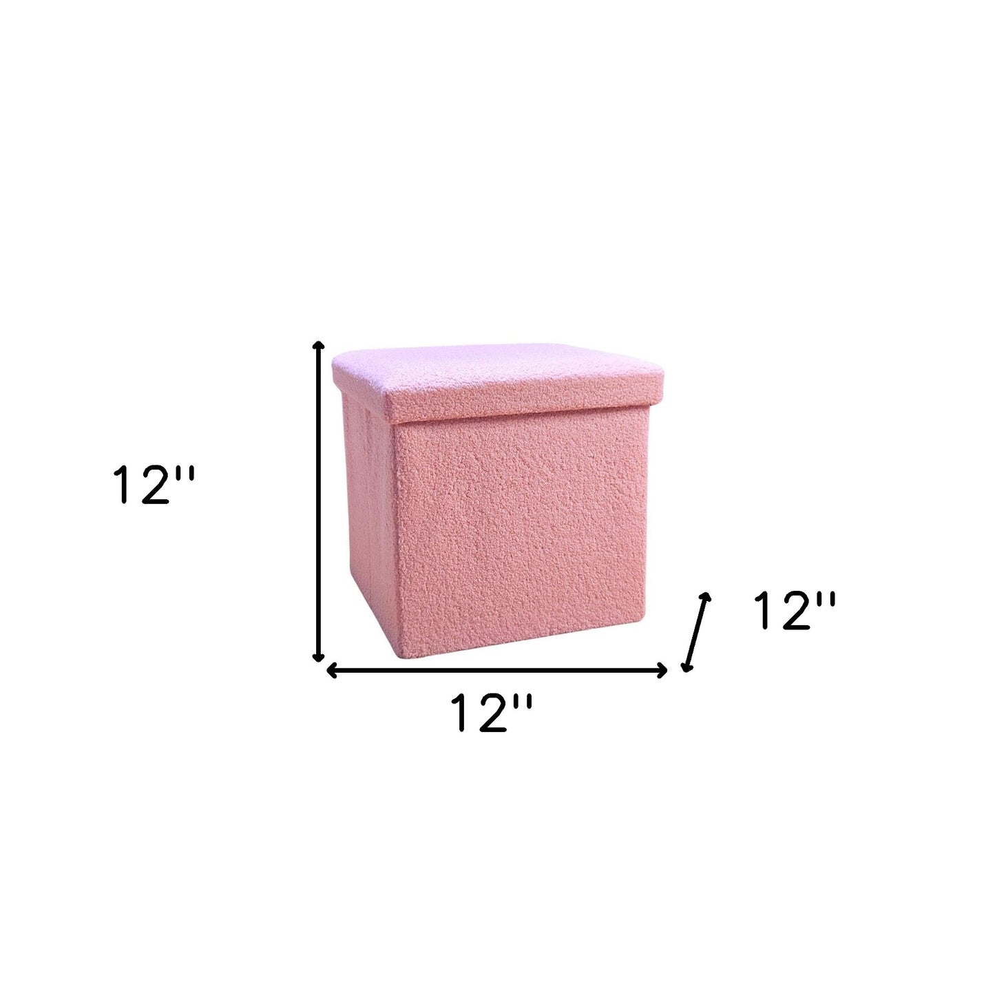 12" Pink Boucle Cube Storage Ottoman