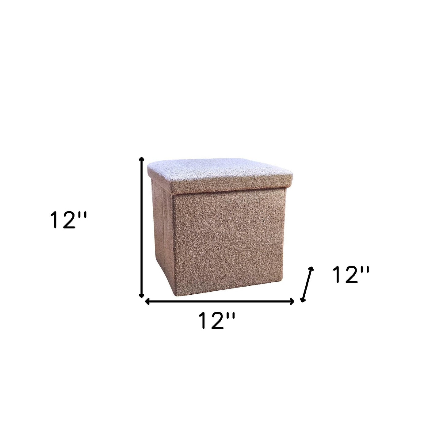 12" Taupe Boucle Cube Storage Ottoman