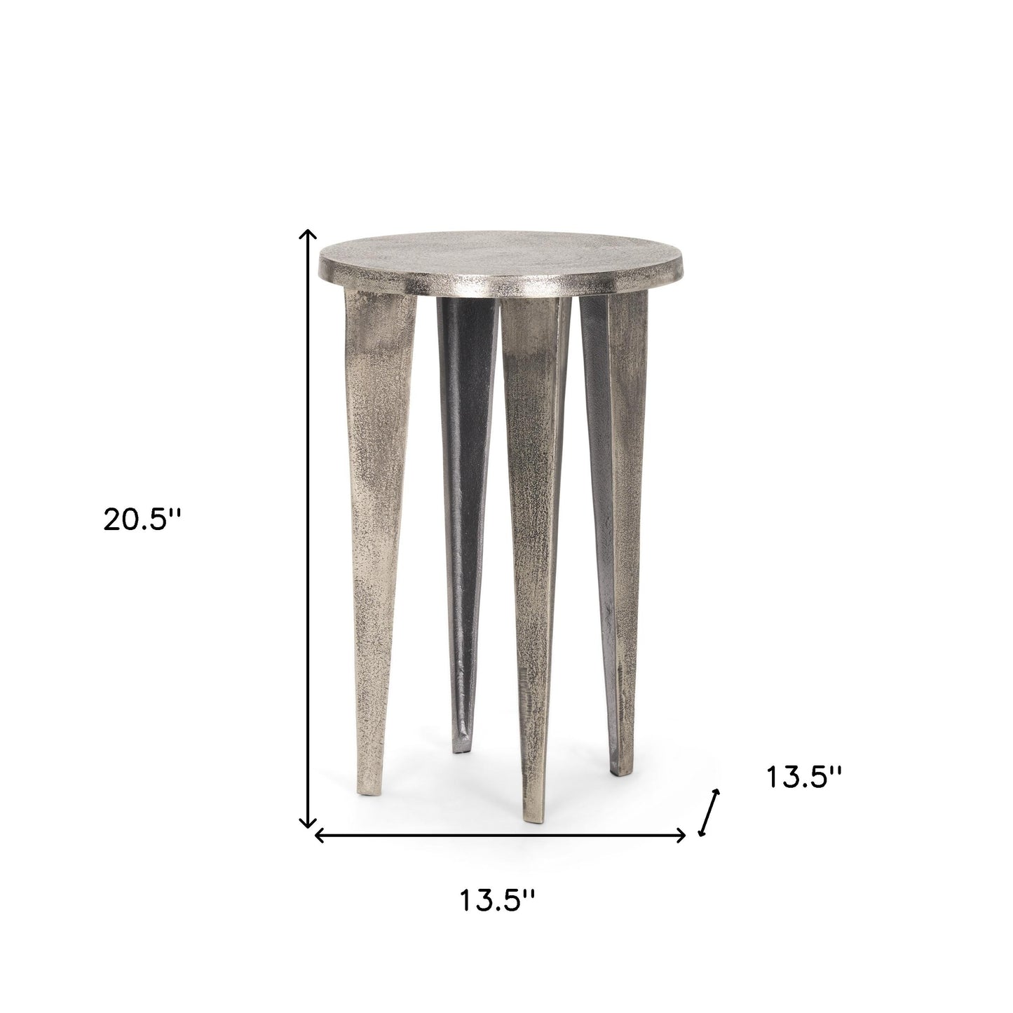 14" Silver Iron and Metal Tray Table