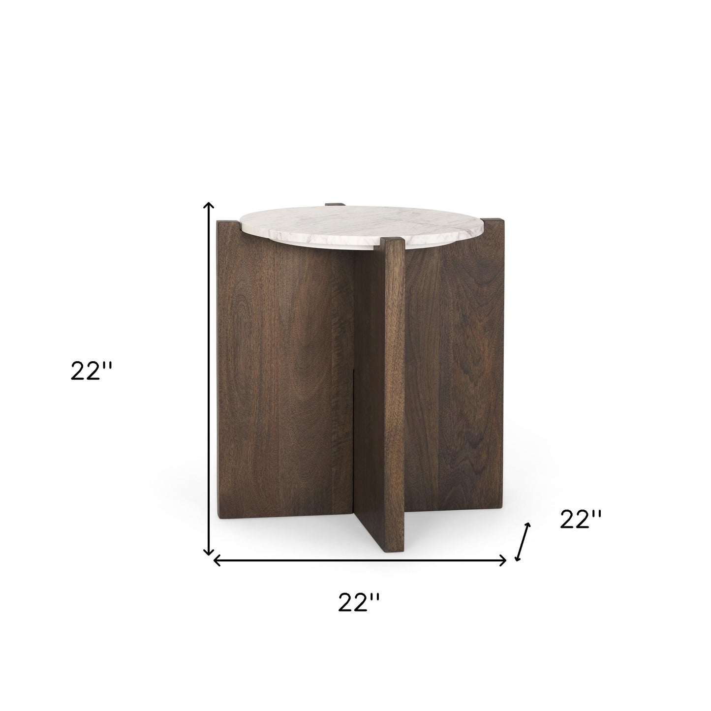 22" White and Brown Stone and Wood